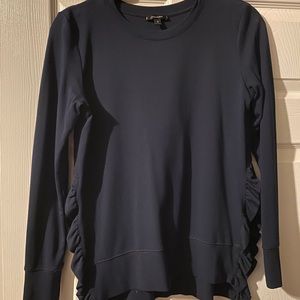 Stella & Dot Navy Ruffle Side Top